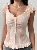 Spicy short-sleeved ruffled vest for women