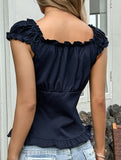 Spicy short-sleeved ruffled vest for women