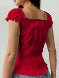 Spicy short-sleeved ruffled vest for women