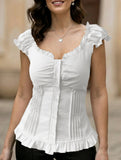 Spicy short-sleeved ruffled vest for women