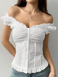 Spicy short-sleeved ruffled vest for women