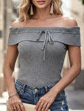 Women's Knit Top with Bow Tie Design