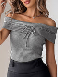 Women's Knit Top with Bow Tie Design
