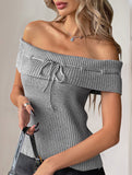 Women's Knit Top with Bow Tie Design