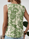 Floral Sleeveless Tie Blouse_CWTSTSL00187