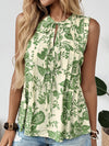 Floral Sleeveless Tie Blouse_CWTSTSL00187