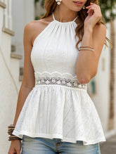 Off Shoulder Lace T-Shirt ??Elegant Solid Color, S?“XXL