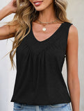 Ruched V Neck Sleeveless Tank Top