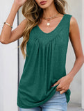 Ruched V Neck Sleeveless Tank Top