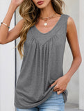 Ruched V Neck Sleeveless Tank Top