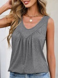 Ruched V Neck Sleeveless Tank Top