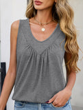 Ruched V Neck Sleeveless Tank Top