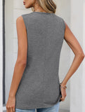 Ruched V Neck Sleeveless Tank Top