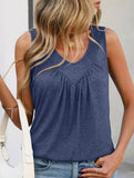 Ruched V Neck Sleeveless Tank Top