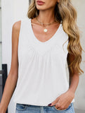 Ruched V Neck Sleeveless Tank Top