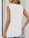Ruched V Neck Sleeveless Tank Top