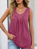 Ruched V Neck Sleeveless Tank Top