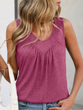 Ruched V Neck Sleeveless Tank Top