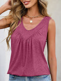 Ruched V Neck Sleeveless Tank Top
