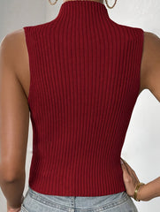 Mock Neck Sleeveless Knit Tank_CWTTK00559