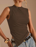 Irregular Hem Sleeveless Knit Tank_CWTTK00563