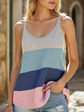 Sleeveless Knitted Crew Neck Tank Top ??Lightweight Acrylic Knit for Summer
