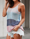 Sleeveless Knitted Crew Neck Tank Top ??Lightweight Acrylic Knit for Summer