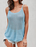 Sleeveless Knitted Crew Neck Tank Top ??Lightweight Acrylic Knit for Summer