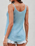 Sleeveless Knitted Crew Neck Tank Top ??Lightweight Acrylic Knit for Summer