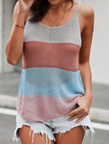 Sleeveless Knitted Crew Neck Tank Top ??Lightweight Acrylic Knit for Summer