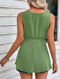 Sleeveless Round Neck Tie Solid Tank Top – Casual Summer Blouse for Women