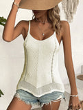 Knitted Hollow-Out Sleeveless Strappy Vest ??Boho Chic Summer Tank Top for Women