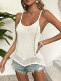 Knitted Hollow-Out Sleeveless Strappy Vest ??Boho Chic Summer Tank Top for Women