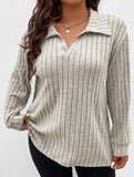 Plus Size Ribbed V-Neck Long Sleeve T-Shirt_CWTTL01112