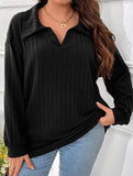 Plus Size Ribbed V-Neck Long Sleeve T-Shirt_CWTTL01112