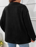 Plus Size Ribbed V-Neck Long Sleeve T-Shirt_CWTTL01112