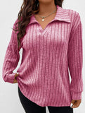 Plus Size Ribbed V-Neck Long Sleeve T-Shirt_CWTTL01112
