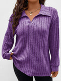 Plus Size Ribbed V-Neck Long Sleeve T-Shirt_CWTTL01112