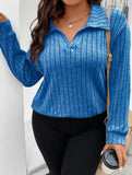 Plus Size Ribbed V-Neck Long Sleeve T-Shirt_CWTTL01112