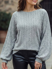 Plus Size Lantern Sleeve Casual Top_CWTTL01114