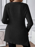 Ribbed Brushed Square Neck Long Sleeve Top_CWTTL01115