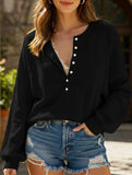 Casual button-down knit pullover sweater_CWTTL01117