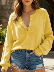 Casual button-down knit pullover sweater_CWTTL01117