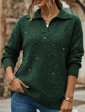 Solid color long-sleeved top with sparkly sweater_CWTTL01118