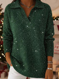 Solid color long-sleeved top with sparkly sweater_CWTTL01118
