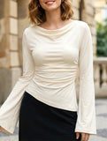 Solid Color Stretch Long Sleeve T Shirt_CWTTL01123