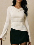 Solid Color Stretch Long Sleeve T Shirt_CWTTL01123