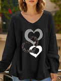 Solid V Neck Long Sleeve Loose T Shirt_CWTTL01151