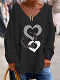 Solid V Neck Long Sleeve Loose T Shirt_CWTTL01151