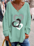 Solid V Neck Long Sleeve Loose T Shirt_CWTTL01151